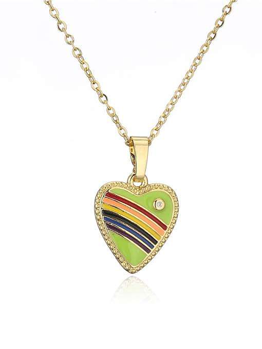 Brass Enamel Trend Heart Pendant Necklace