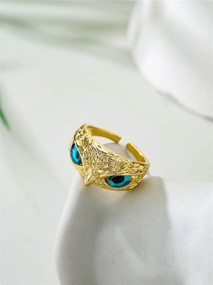 Brass Cubic Zirconia Cute Owl Band Ring