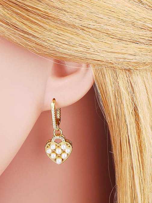 Brass Shell Heart Vintage Huggie Earring