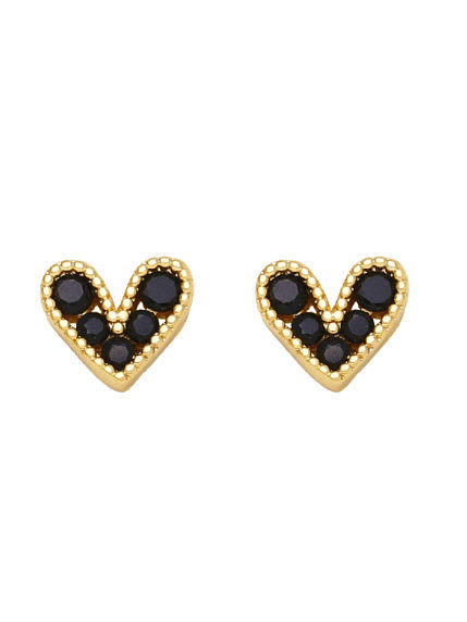 Brass Cubic Zirconia Heart Cute Stud Earring