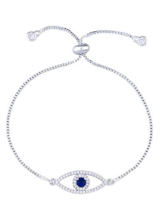 Brass Cubic Zirconia Evil Eye Vintage Adjustable Bracelet