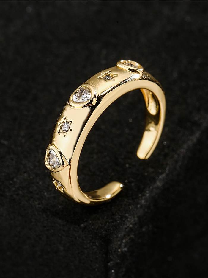 Brass Rhinestone Geometric Minimalist Band Ring