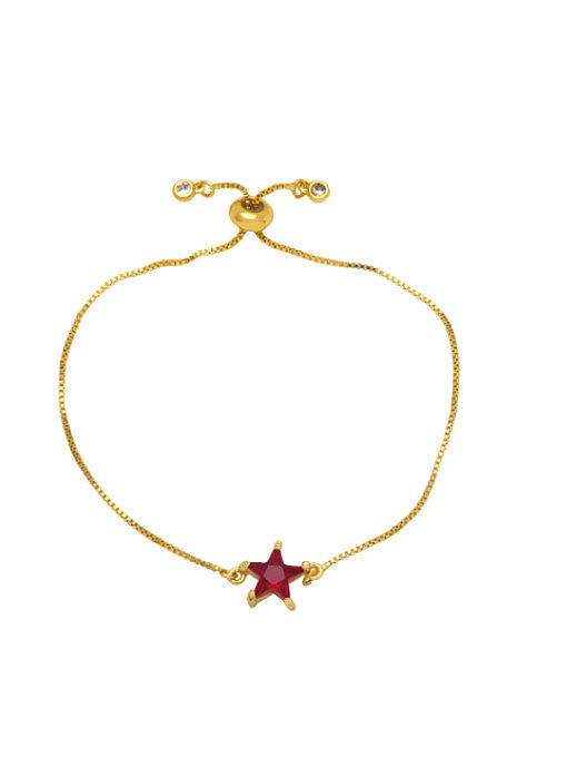 Brass Cubic Zirconia Pentagram Minimalist Adjustable Bracelet
