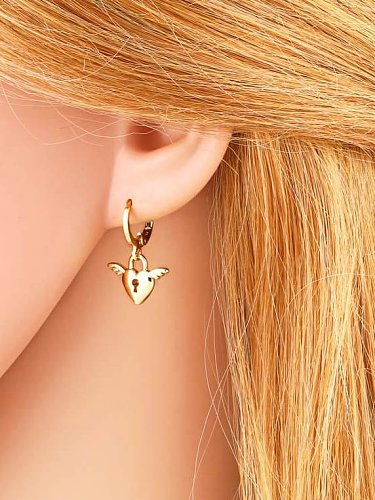 Brass Rhinestone Wing Cute Angel Huggie Earring