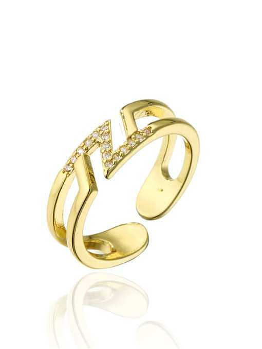 Messing Zirkonia geometrischer Vintage stapelbarer Ring