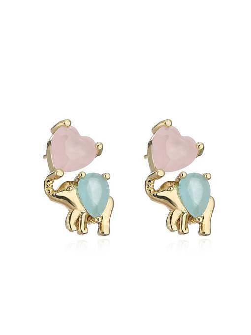 Brass Opal Rabbit Cute Stud Earring
