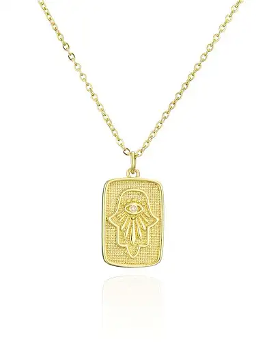 Brass Hand Vintage Geometric Hand Pendant Necklace