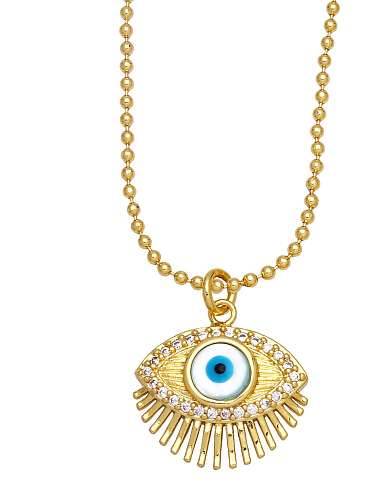 Brass Enamel Evil Eye Vintage Necklace
