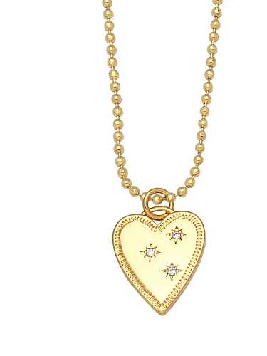 Brass Cubic Zirconia Evil Eye Vintage Heart Pendant Necklace