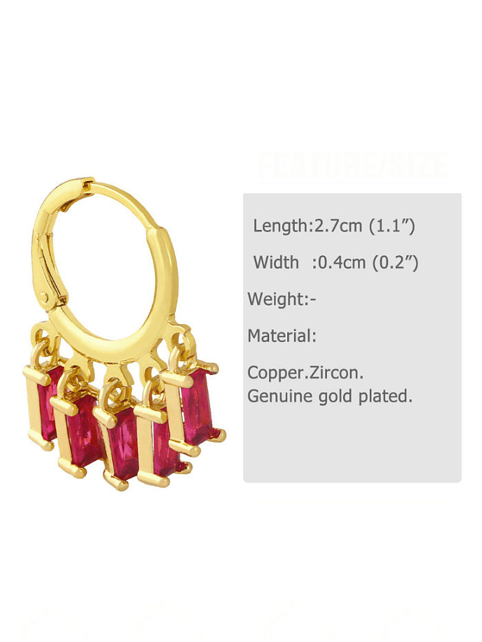 Brass Cubic Zirconia Tassel Vintage Huggie Earring
