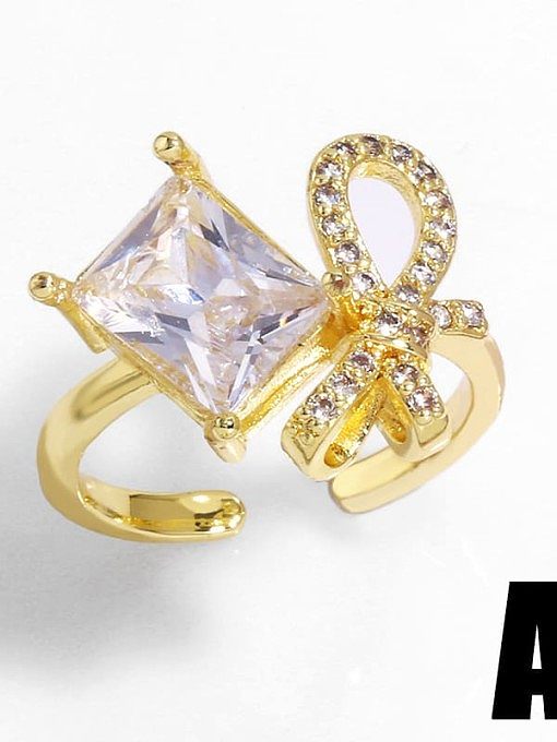 Brass Cubic Zirconia Bowknot Trend Band Ring