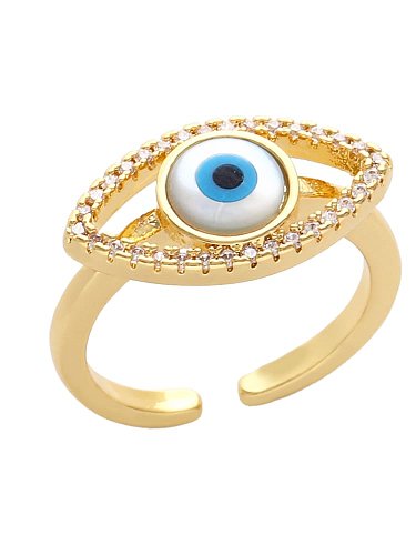 Brass Cubic Zirconia Evil Eye Minimalist Band Ring