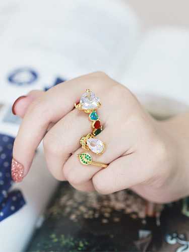 Brass Cubic Zirconia Heart Vintage Band Ring