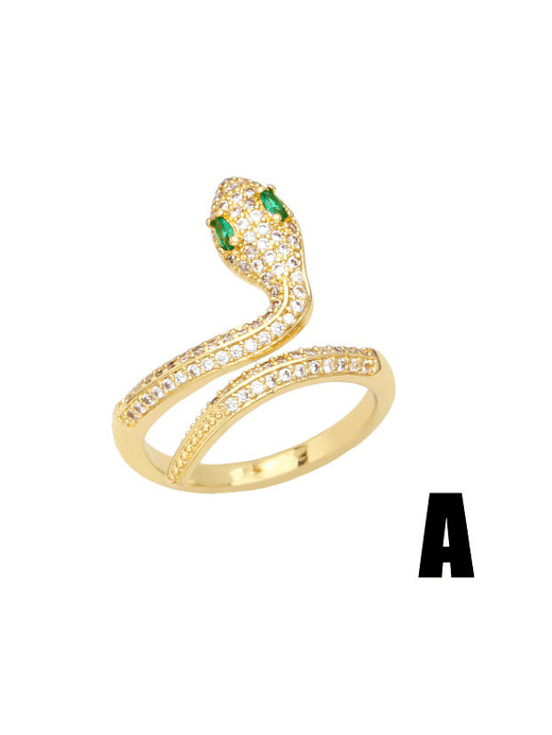 Brass Cubic Zirconia Snake Vintage Band Ring