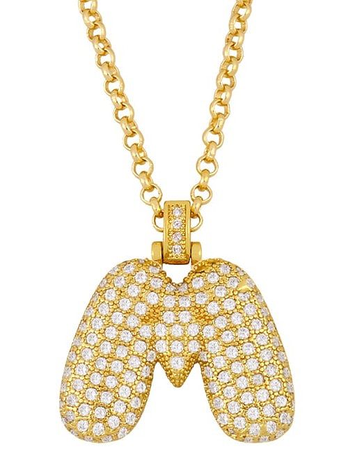 Brass Cubic Zirconia Letter Ethnic Necklace
