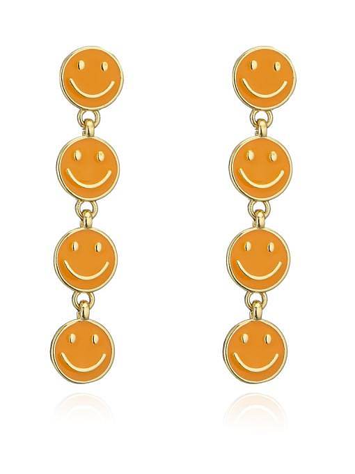 Brass Enamel Smiley Minimalist Drop Earring