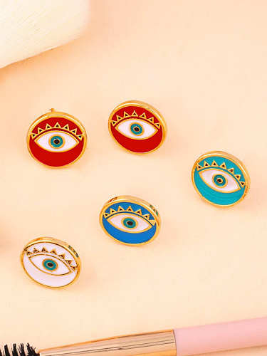 Messing-Emaille Evil Eye Ethnic Ohrstecker
