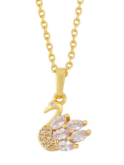 Brass Cubic Zirconia Swan Vintage Necklace