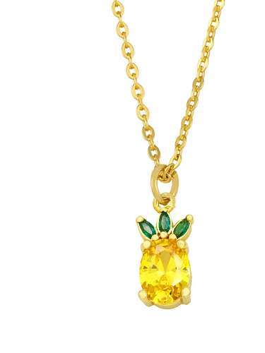 Brass Cubic Zirconia Friut Cute Pendant Necklace
