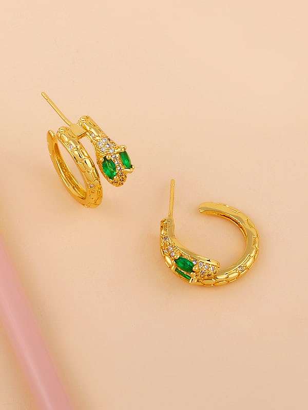 Brass Cubic Zirconia Snake Vintage Stud Earring