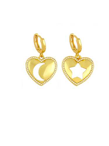 Brass Cubic Zirconia Heart Minimalist Huggie Earring