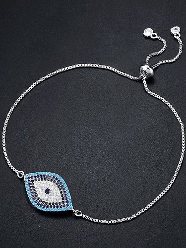 Brass Cubic Zirconia Evil Eye Bohemia Link Bracelet