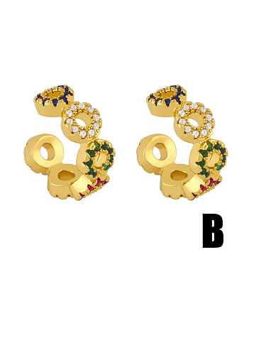Brass Cubic Zirconia Geometric Ethnic Stud Earring