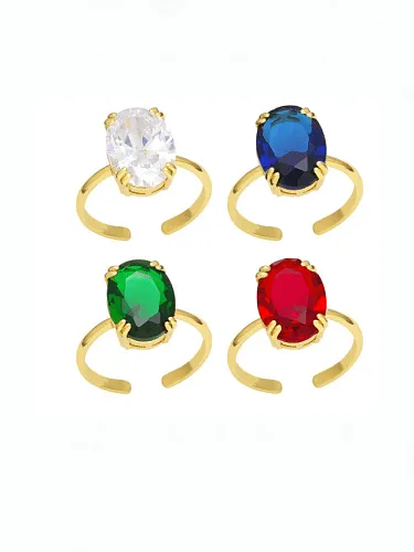 Brass Cubic Zirconia Geometric Minimalist Band Ring