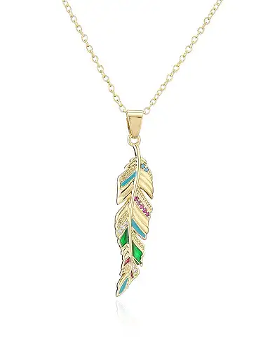 Brass Cubic Zirconia Leaf Vintage Necklace