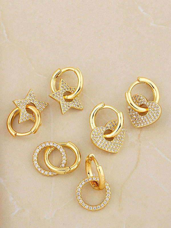 Brass Cubic Zirconia Heart Ethnic Huggie Earring