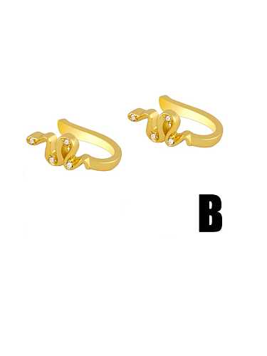 Brass Cubic Zirconia Snake Ethnic Huggie Earring