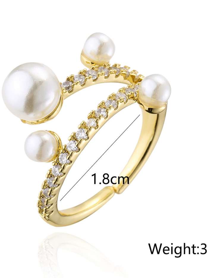 Brass Imitation Pearl Irregular Vintage Band Ring