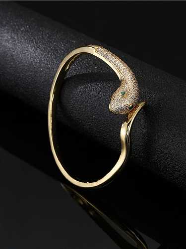 Brass Cubic Zirconia Snake Vintage Cuff Bangle