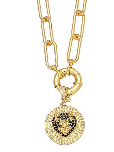 Brass Cubic Zirconia Geometric Vintage Necklace