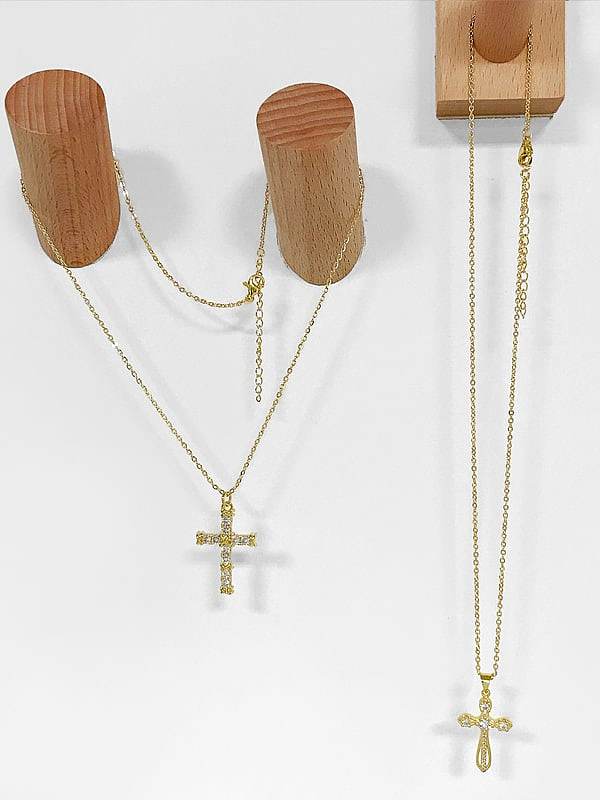 Brass Cubic Zirconia Cross Minimalist Necklace