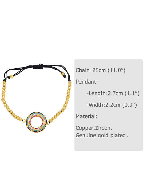 Brass Cubic Zirconia Geometric Vintage Adjustable Bracelet