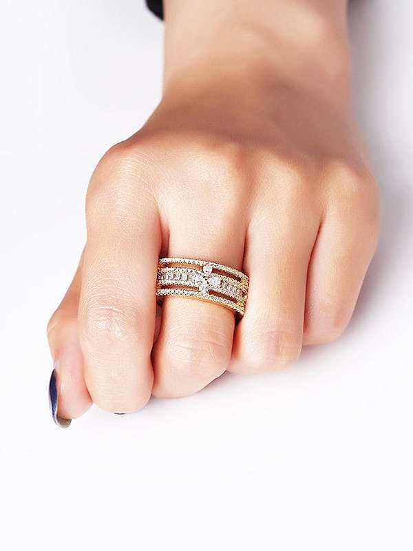 Brass Cubic Zirconia Cross Statement Stackable Ring