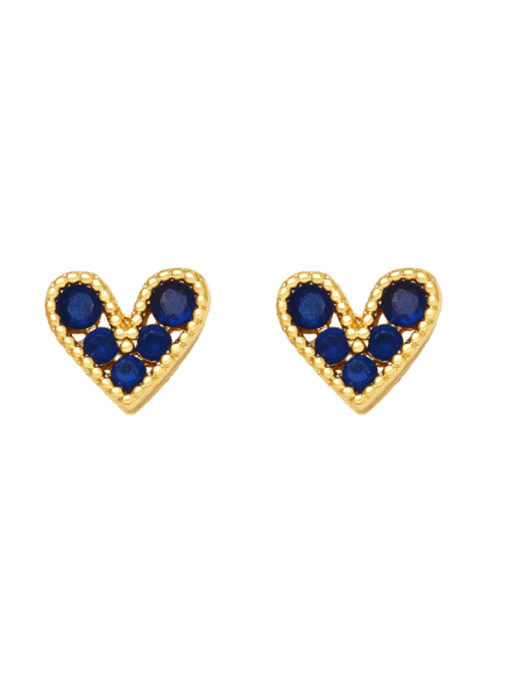 Brass Cubic Zirconia Heart Cute Stud Earring