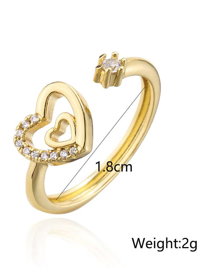 Bague Vintage en Laiton Cubic Zirconia Heart