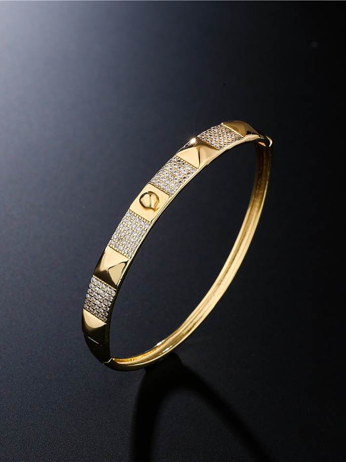 Brass Cubic Zirconia Geometric Vintage Band Bangle