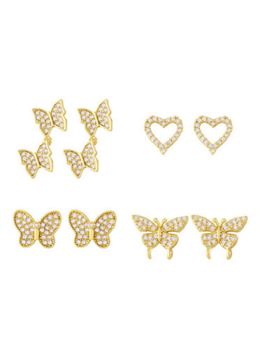 Boucles d'Oreilles Minimalistes Papillon Cubic Zirconia en Laiton