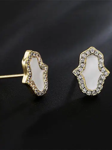 Brass Enamel Geometric Vintage Stud Earring
