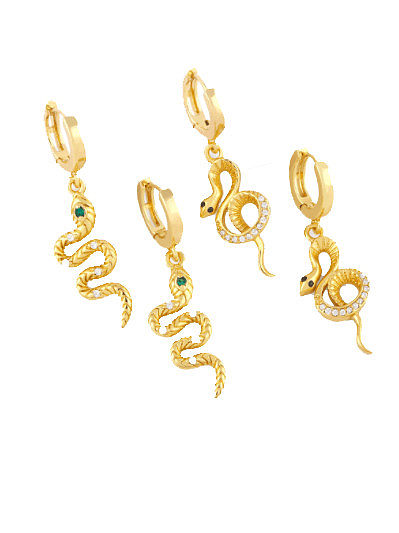 Brass Cubic Zirconia Snake Vintage Huggie Earring