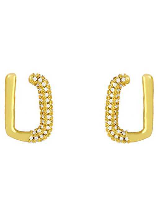 Brass Cubic Zirconia Heart Minimalist Huggie Earring
