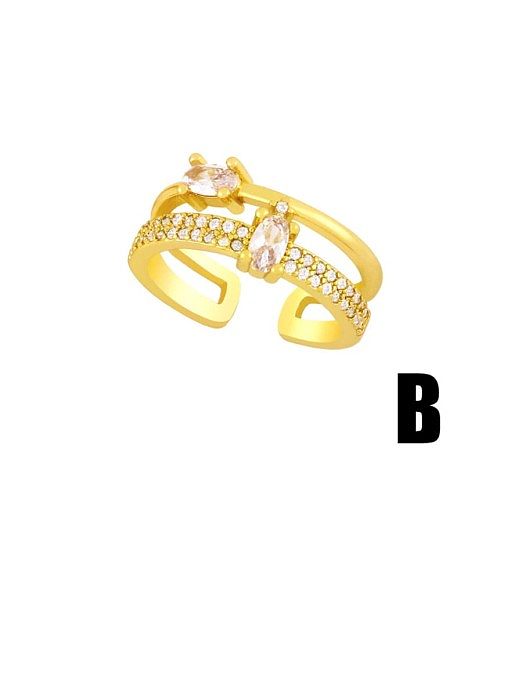 Brass Cubic Zirconia Geometric Vintage Band Ring