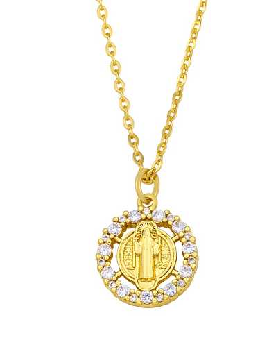 Brass Cubic Zirconia Moon Vintage Necklace
