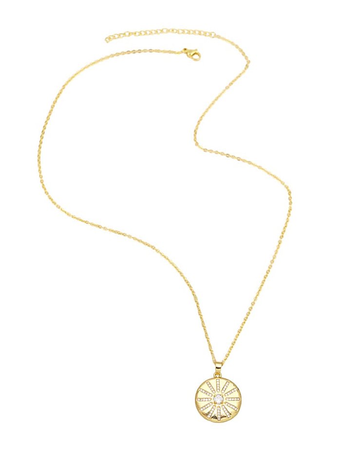 Brass Cubic Zirconia Star Vintage Geometric Pendant Necklace