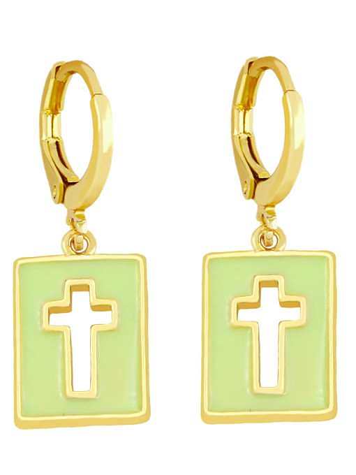 Brass Enamel Cross Minimalist Huggie Earring