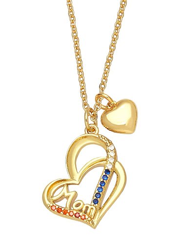 Brass Cubic Zirconia Heart Vintage Necklace