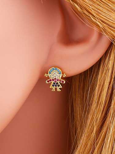 Brass Cubic Zirconia Irregular Cute Stud Earring